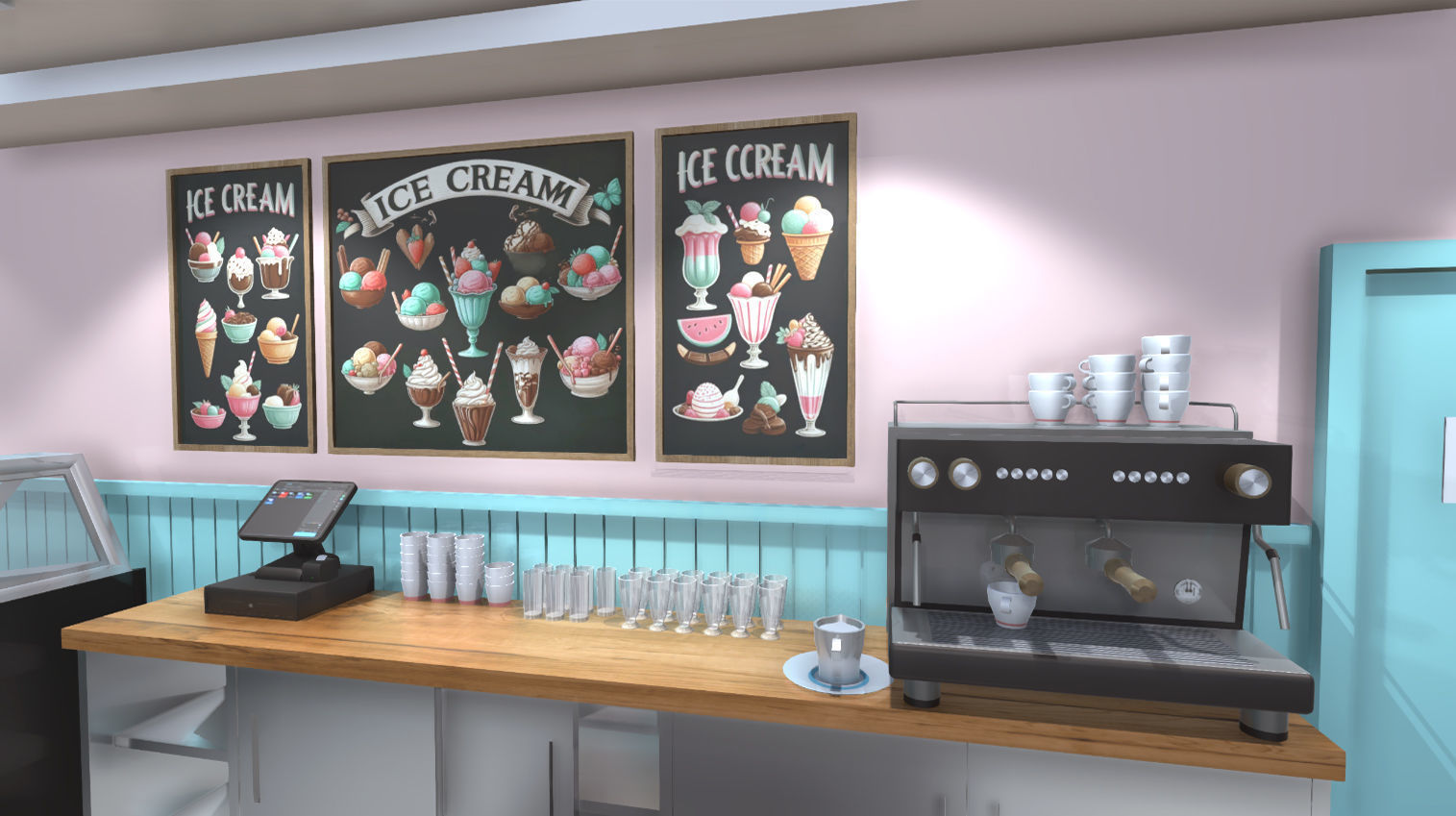 Ice cream shop interior Low-poly 3D model_5