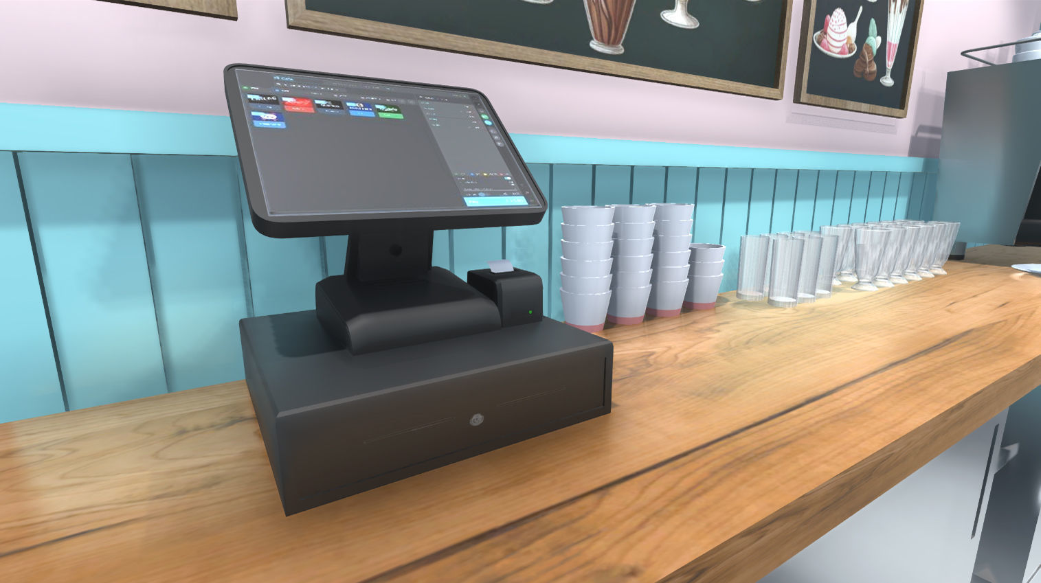 Ice cream shop interior Low-poly 3D model_8