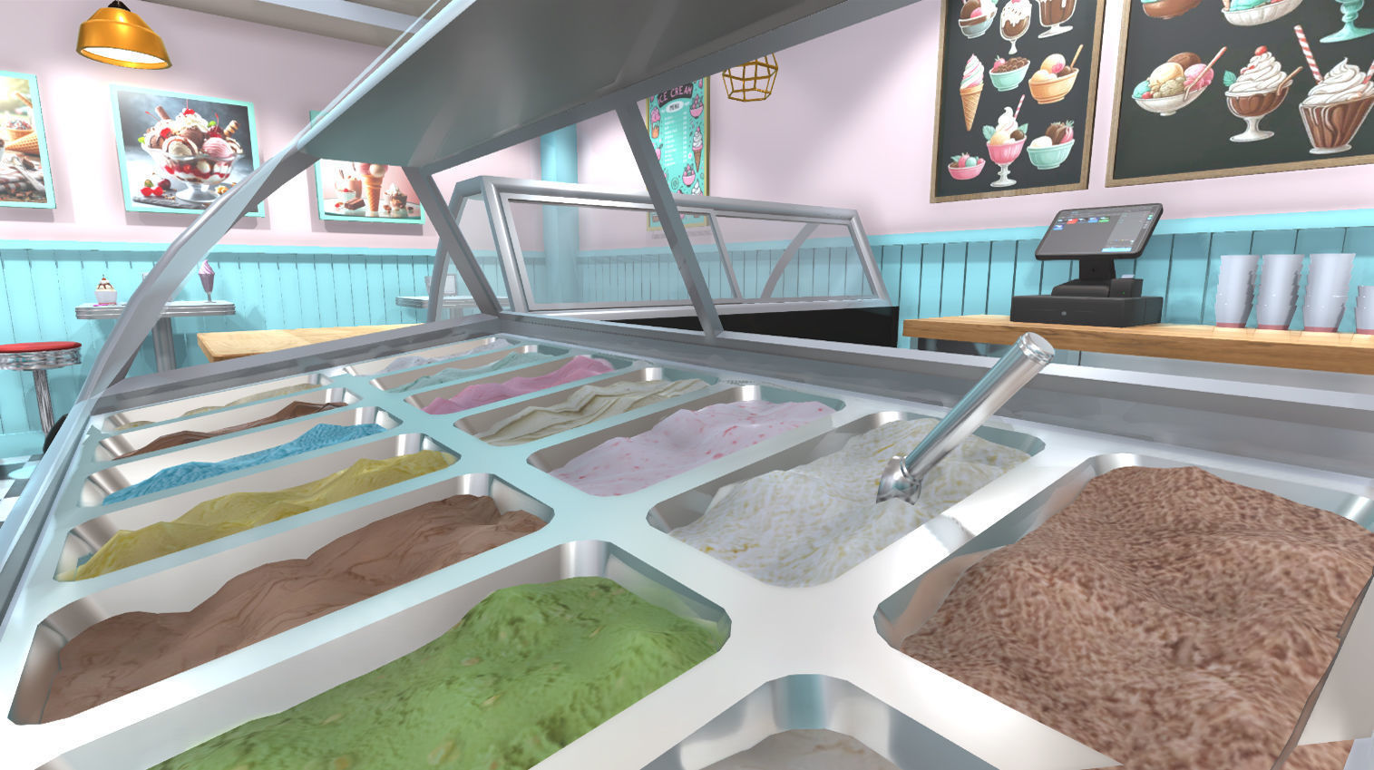 Ice cream shop interior Low-poly 3D model_12