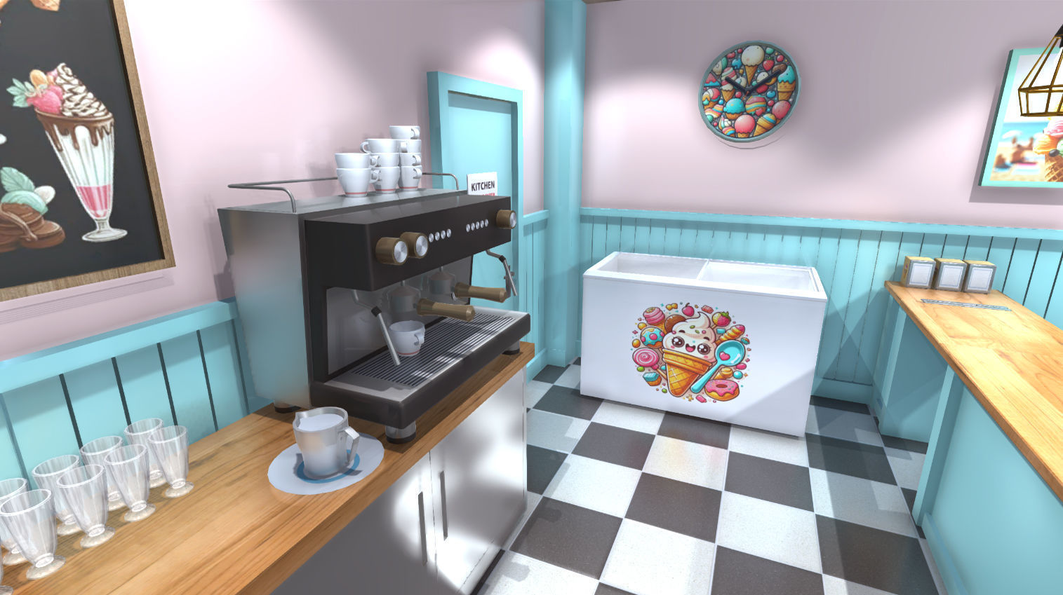Ice cream shop interior Low-poly 3D model_10