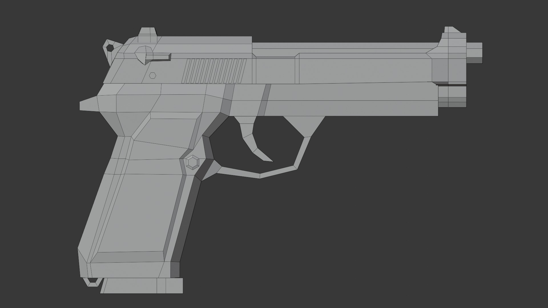 M9 beretta lowpoly Low-poly 3D model_5