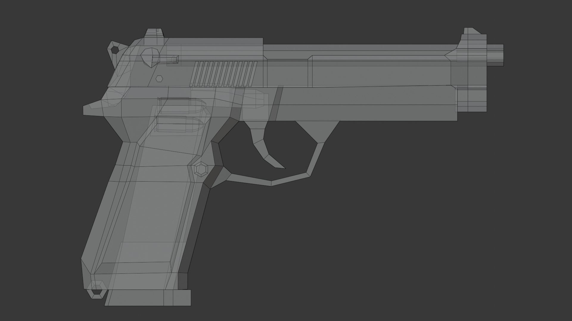 M9 beretta lowpoly Low-poly 3D model_6