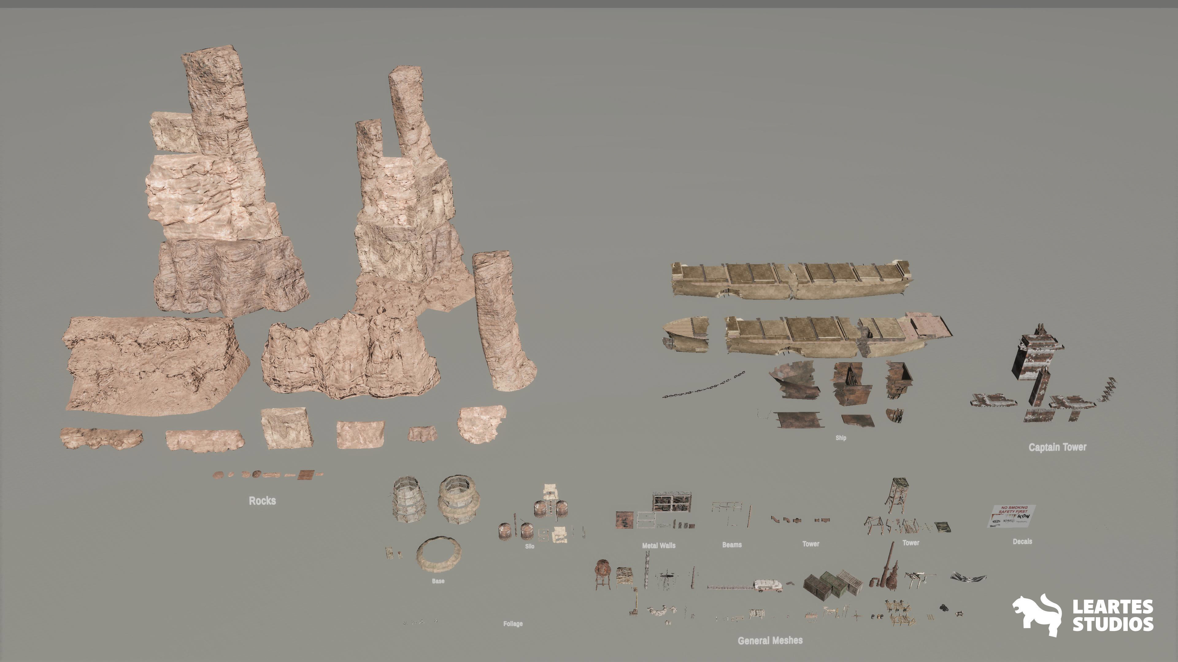 Post Apocalyptic Wasteland Environment Low-poly 3D model_14