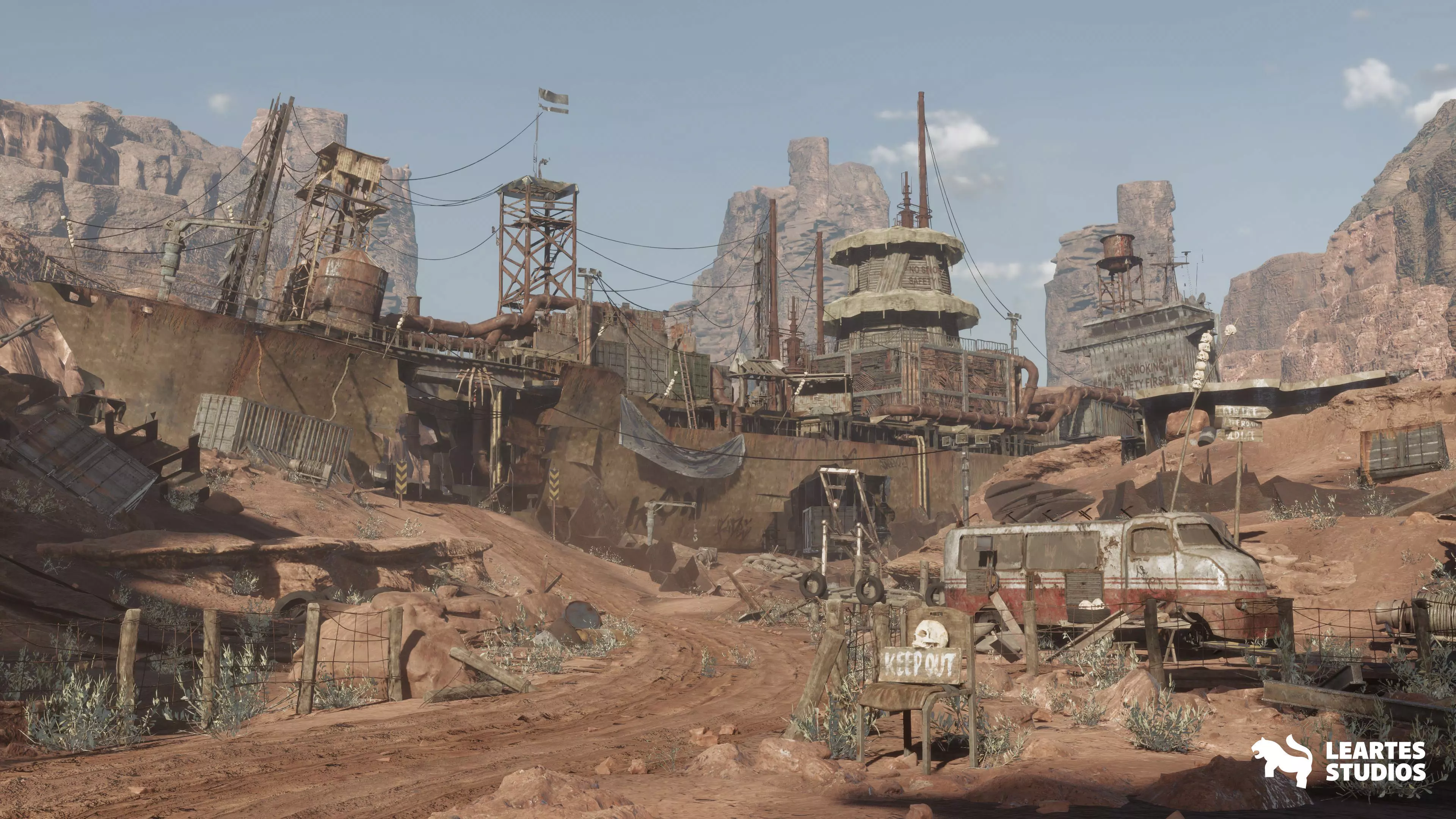 Post Apocalyptic Wasteland Environment Low-poly 3D model_0