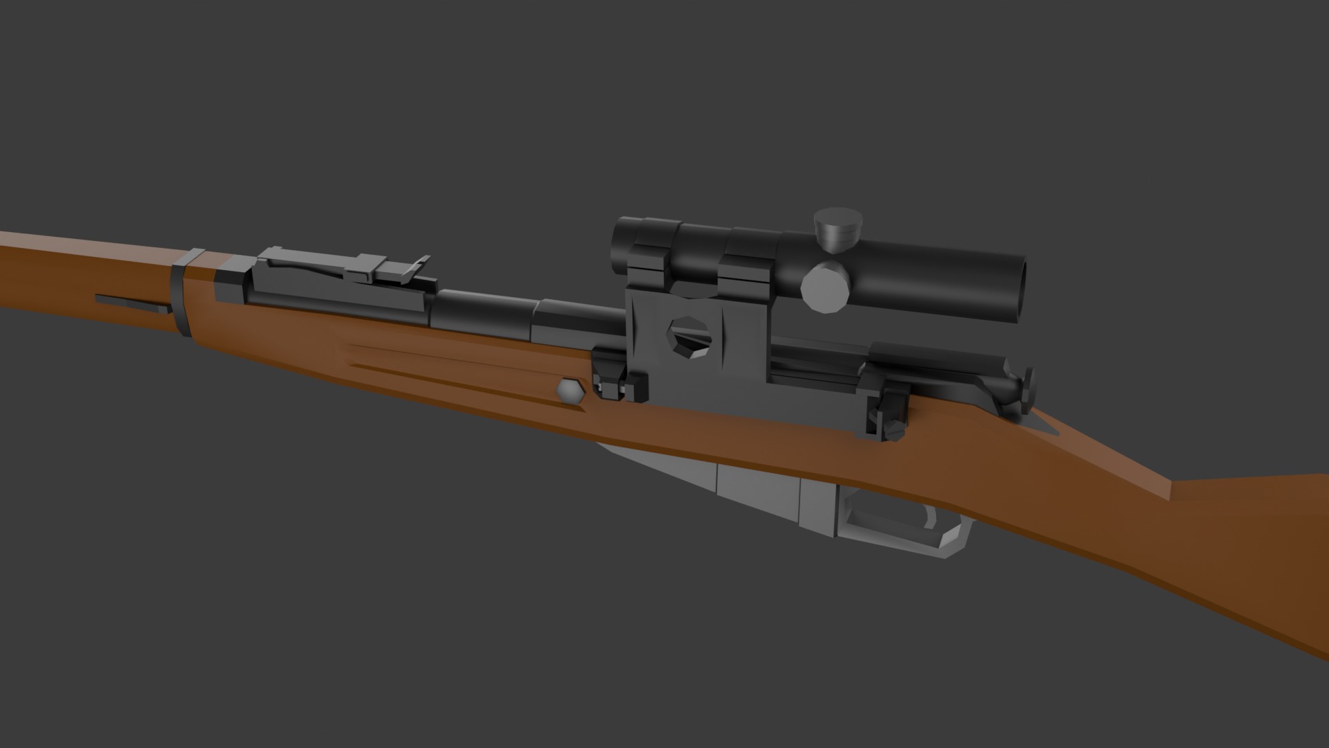 Mosin with scope Lowpoly Low-poly 3D model_2