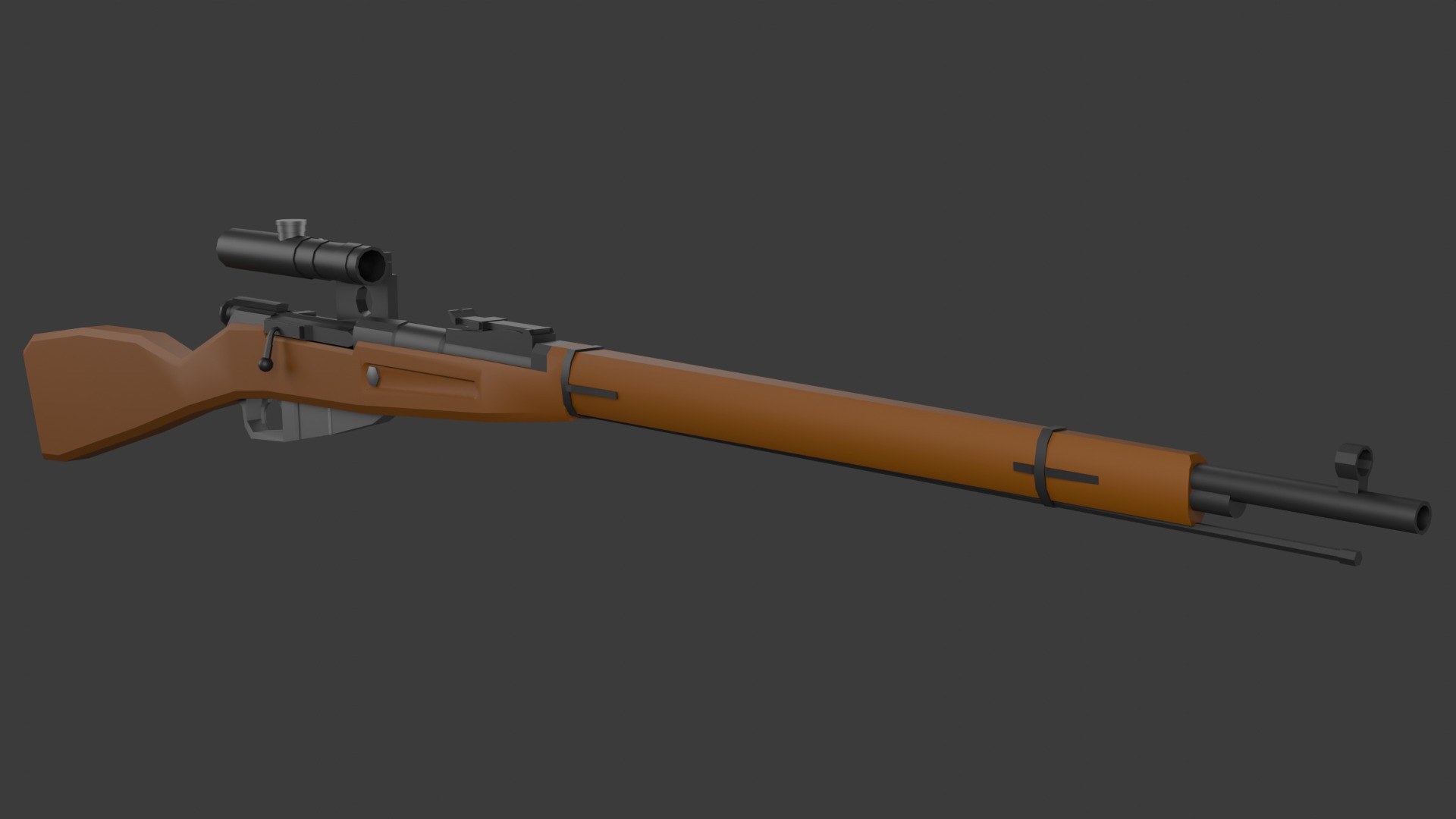 Mosin with scope Lowpoly Low-poly 3D model_1