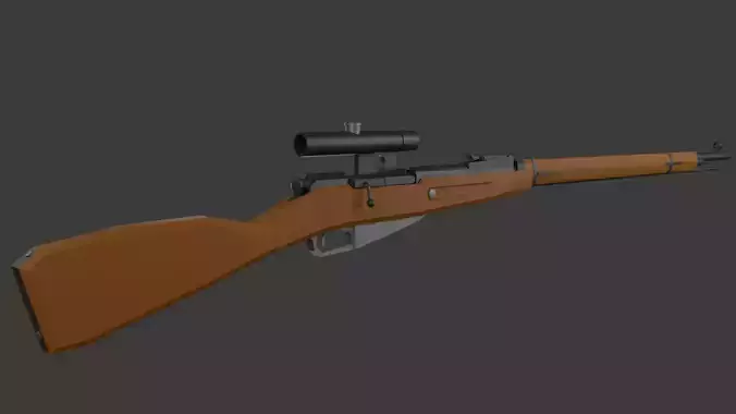 Mosin with scope Lowpoly Low-poly 3D model