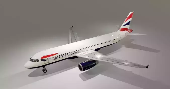 British Airways airbus a320-232 low poly 3D model Low-poly 3D model