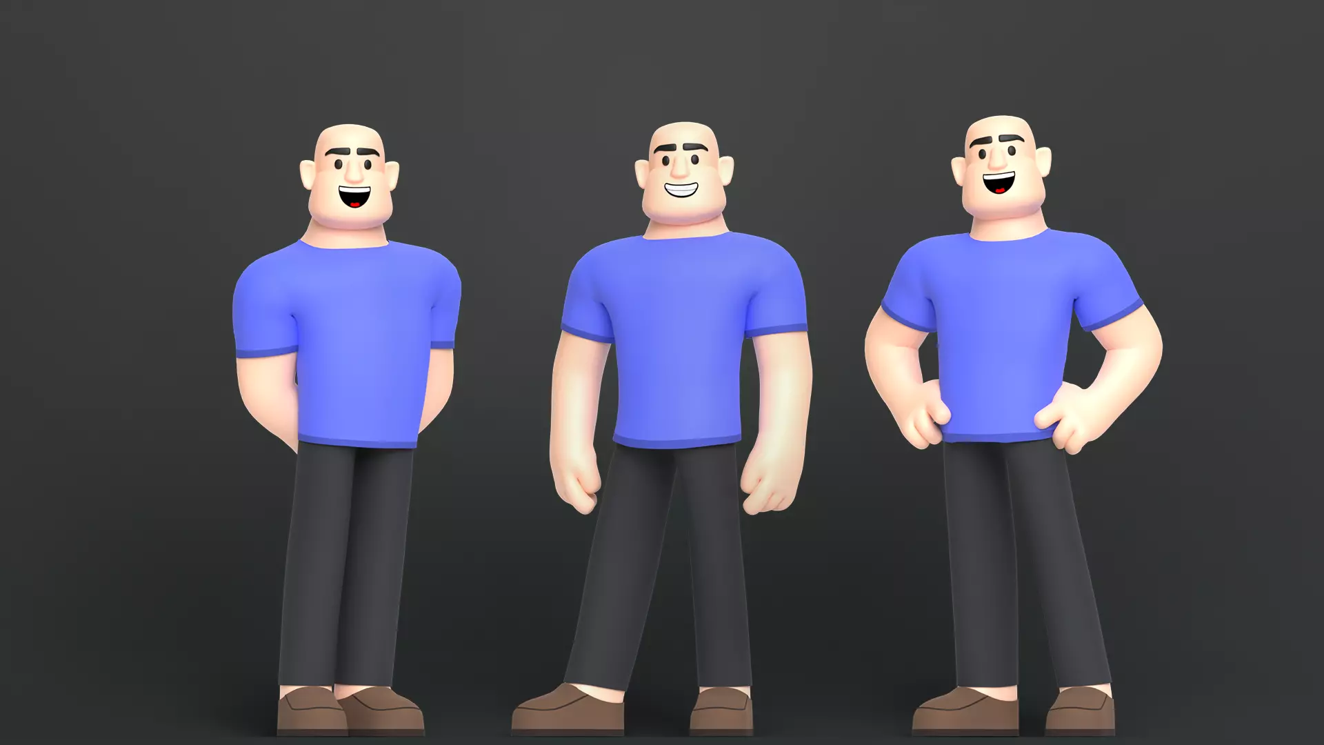 Minimal Man Character Low-poly 3D model_0