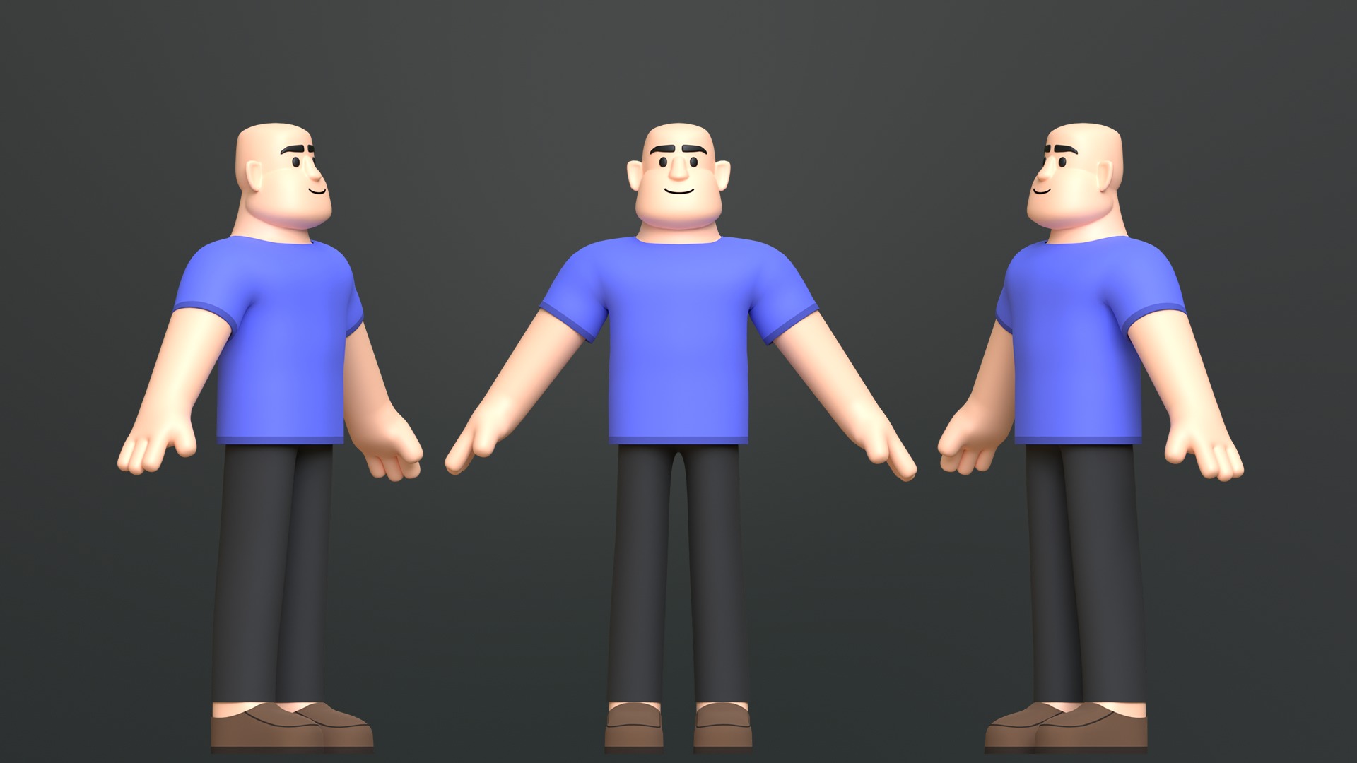 Minimal Man Character Low-poly 3D model_5