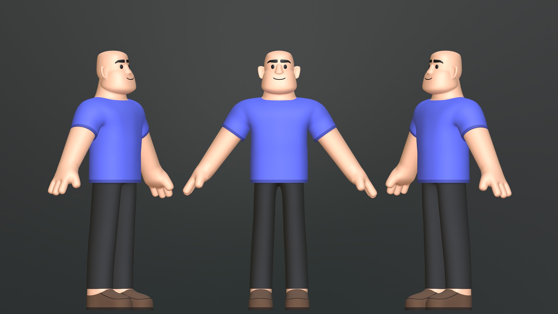 Minimal Man Character Low-poly 3D model_6