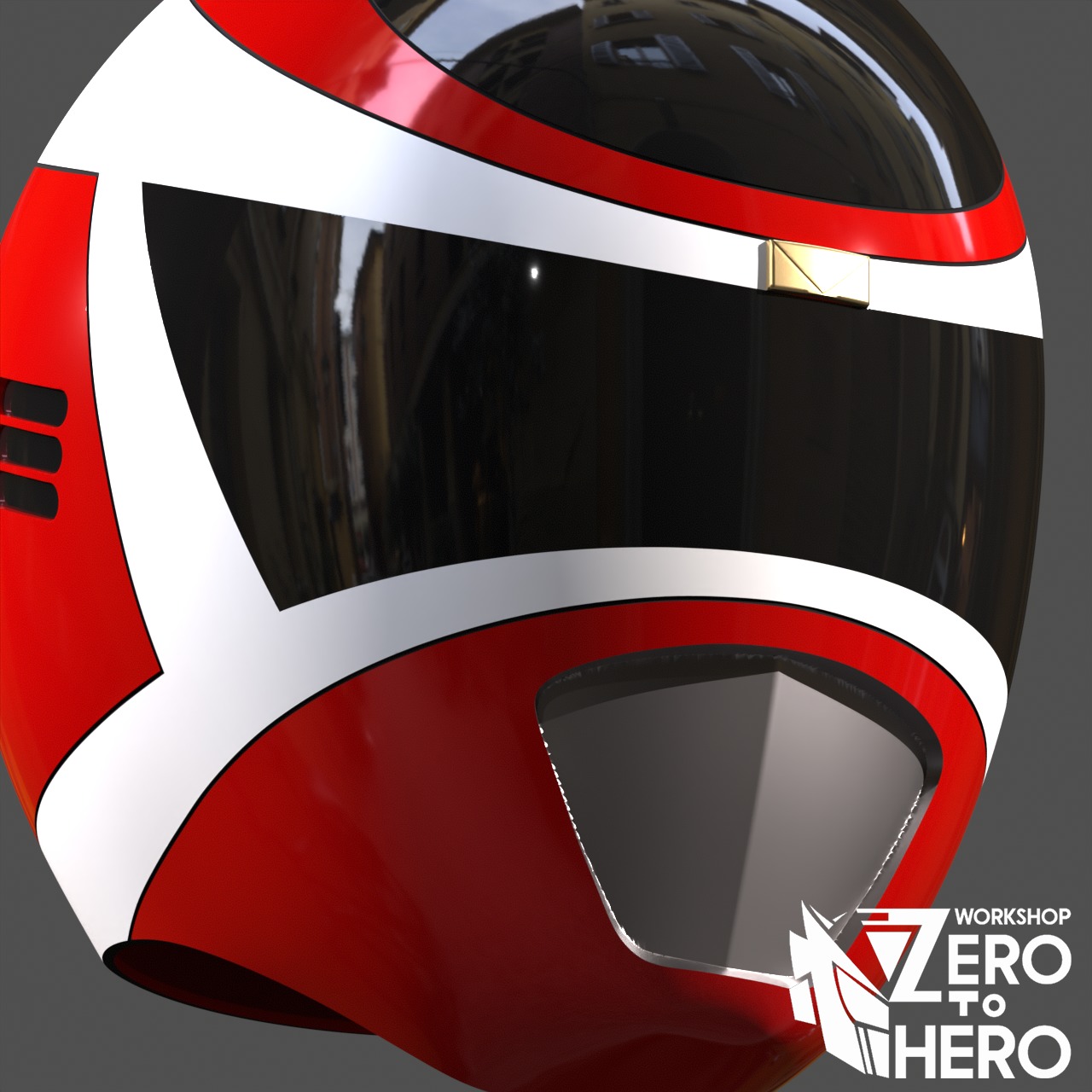 Power Ranger In Space Red Helmet 3D print model_4