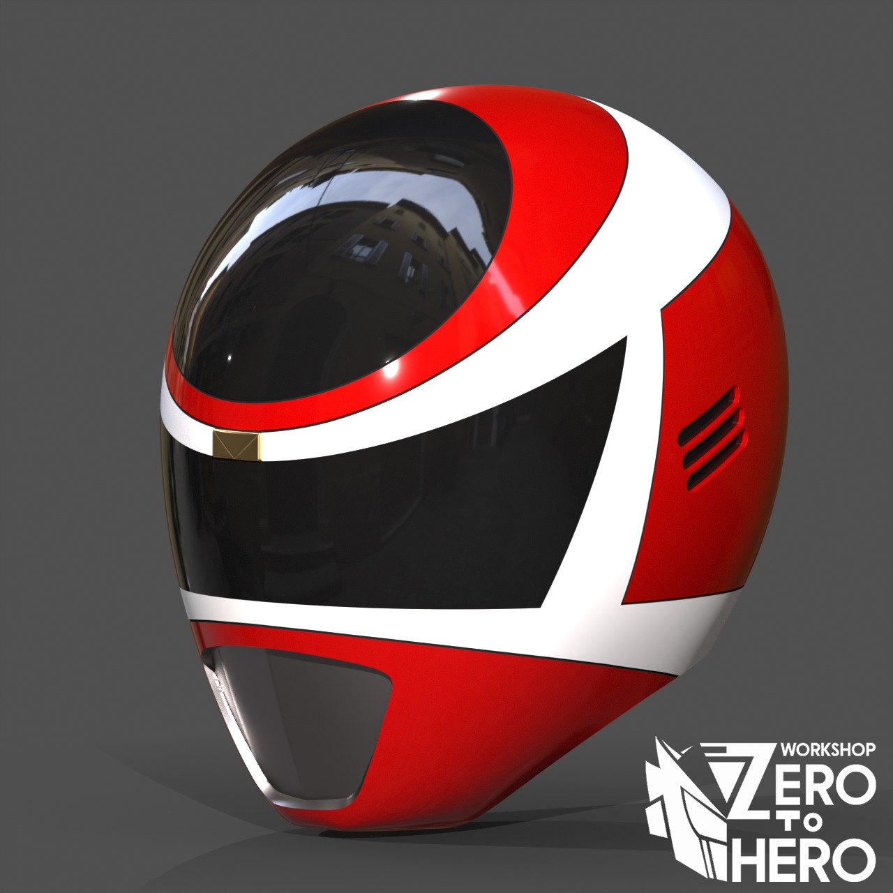 Power Ranger In Space Red Helmet 3D print model_1