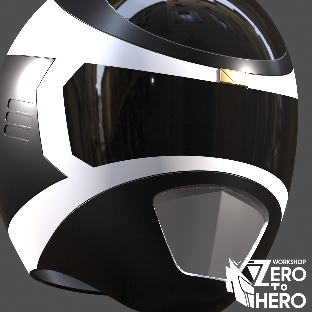 Power Ranger In Space Black Helmet 3D print model_3