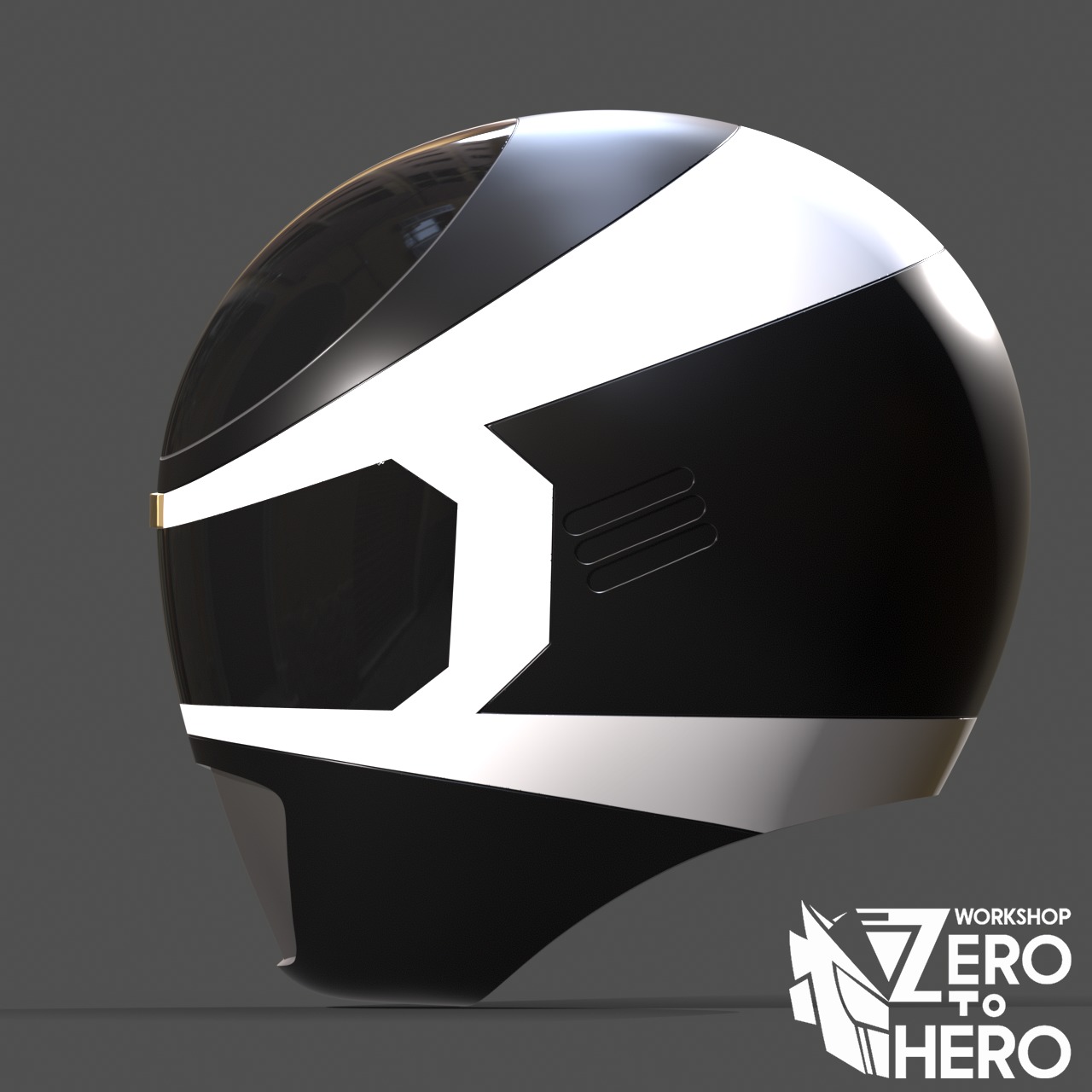 Power Ranger In Space Black Helmet 3D print model_2