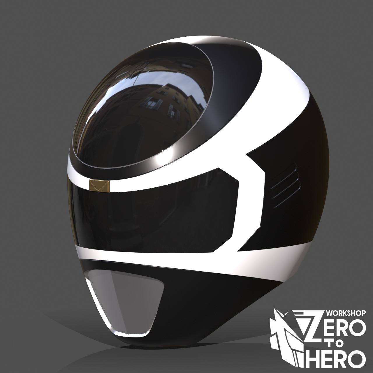 Power Ranger In Space Black Helmet 3D print model_1