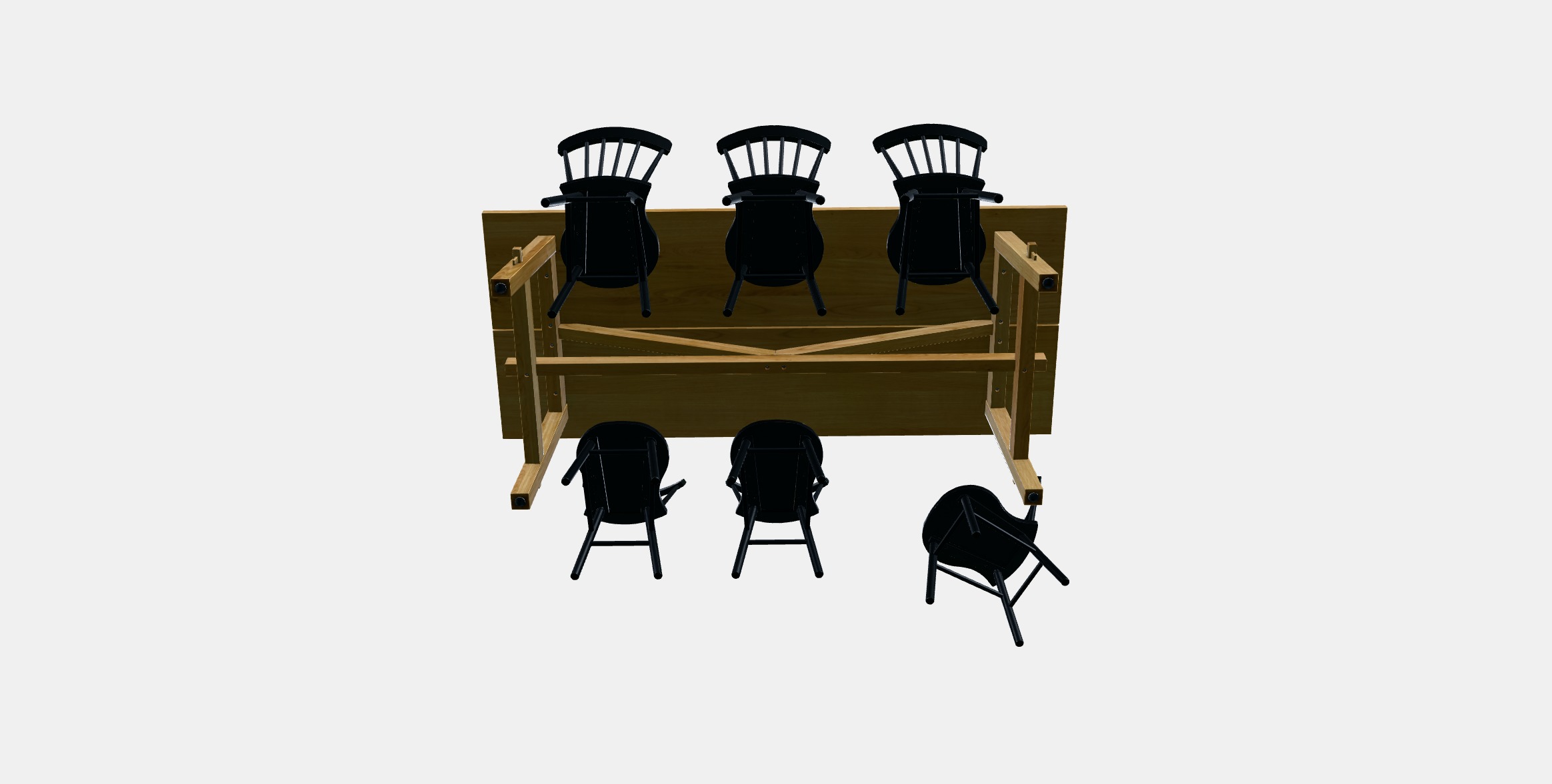 MOCKELBY - NORRARYD Table and 6 chairs Low-poly 3D model_7