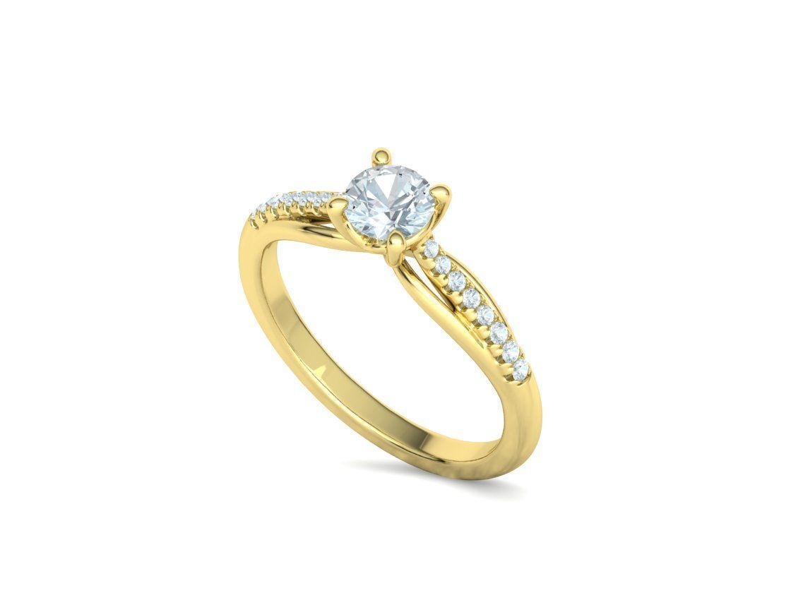Petite Solitaire Engagement Ring 5mm stone Half Carat Gem 3D print model_33