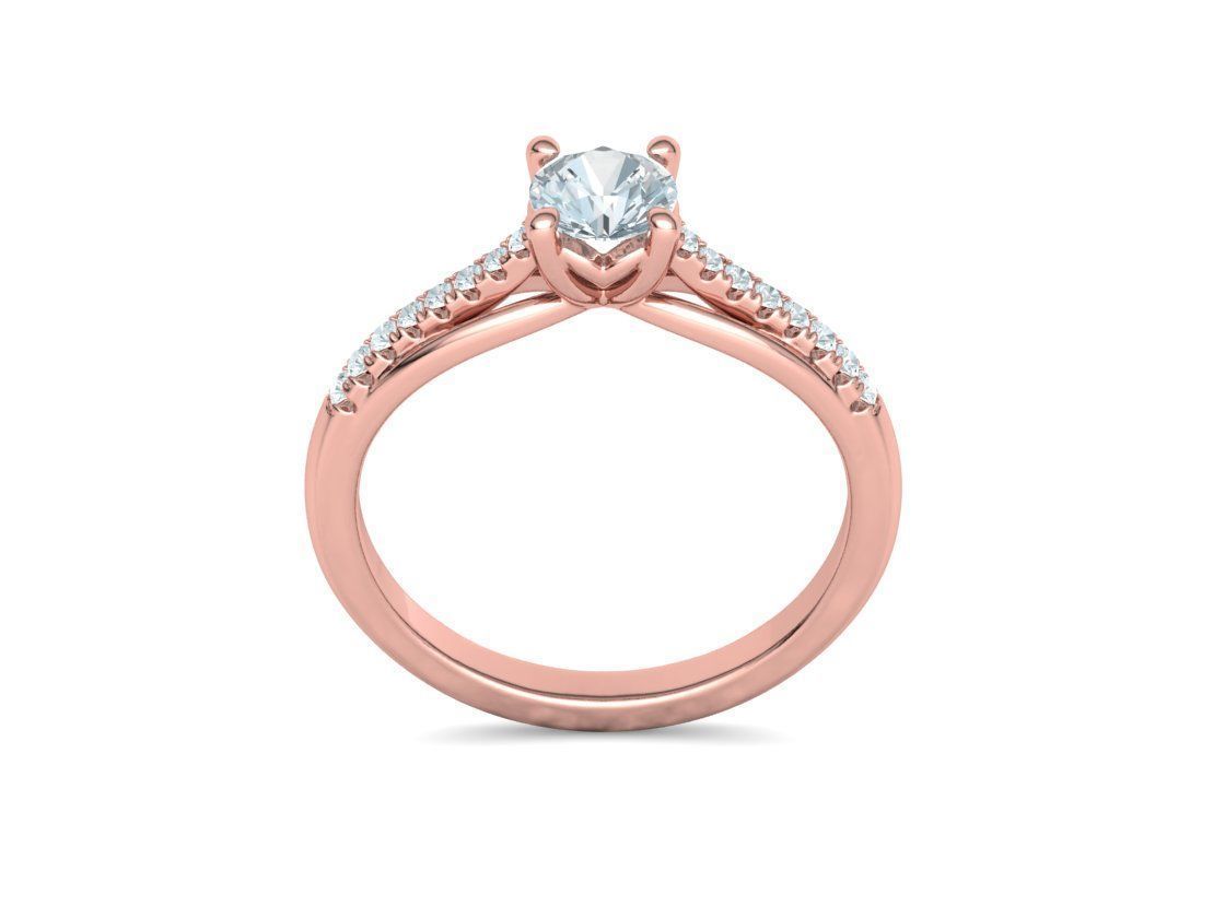 Petite Solitaire Engagement Ring 5mm stone Half Carat Gem 3D print model_17
