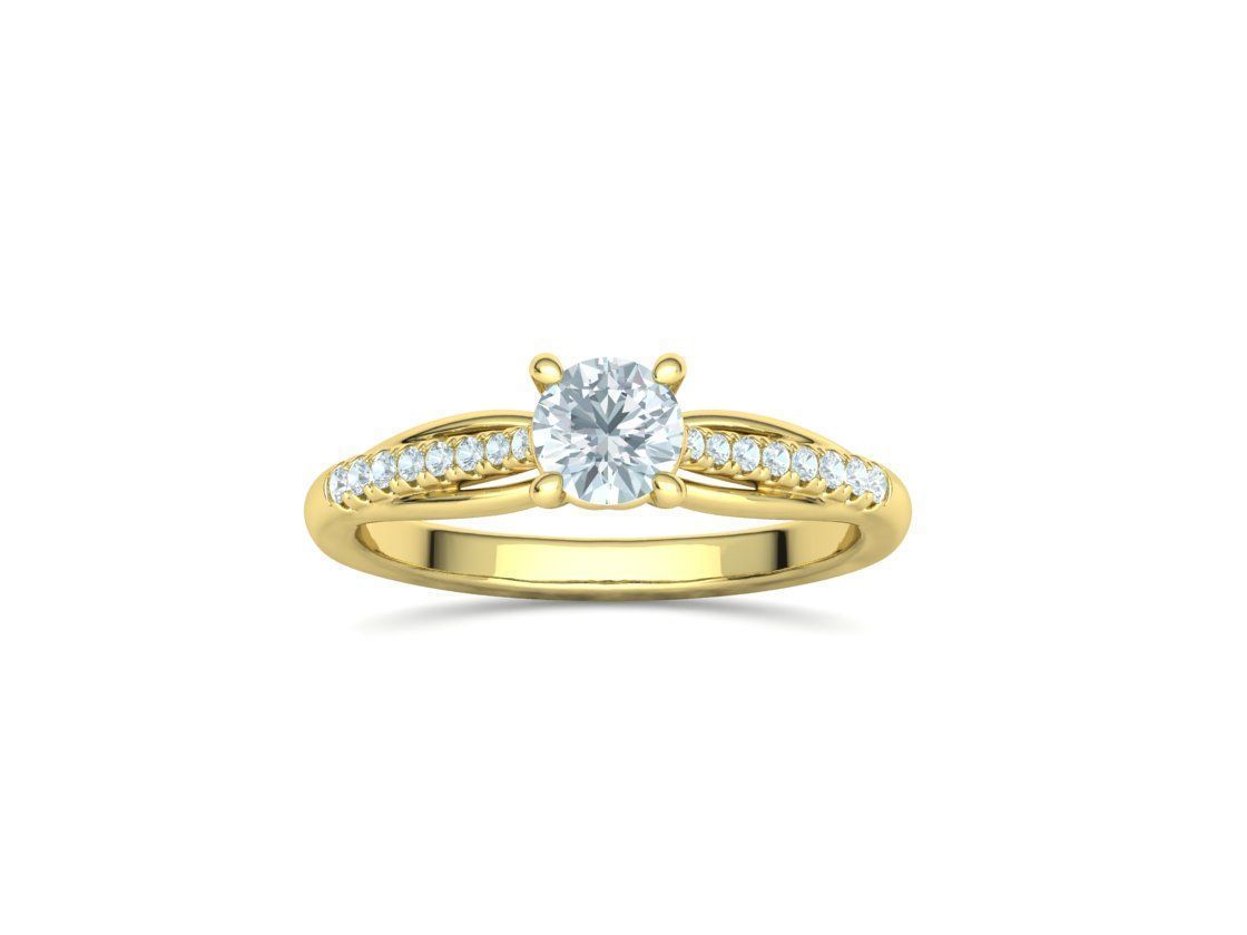 Petite Solitaire Engagement Ring 5mm stone Half Carat Gem 3D print model_12
