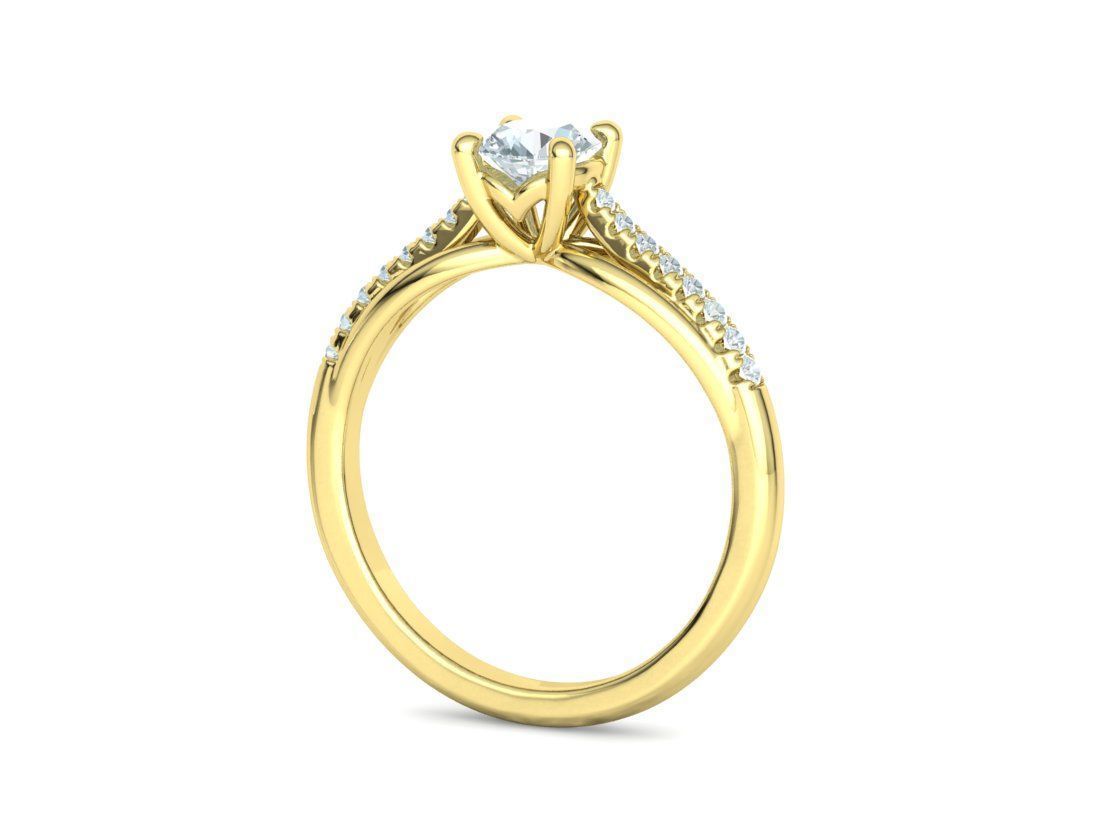 Petite Solitaire Engagement Ring 5mm stone Half Carat Gem 3D print model_24