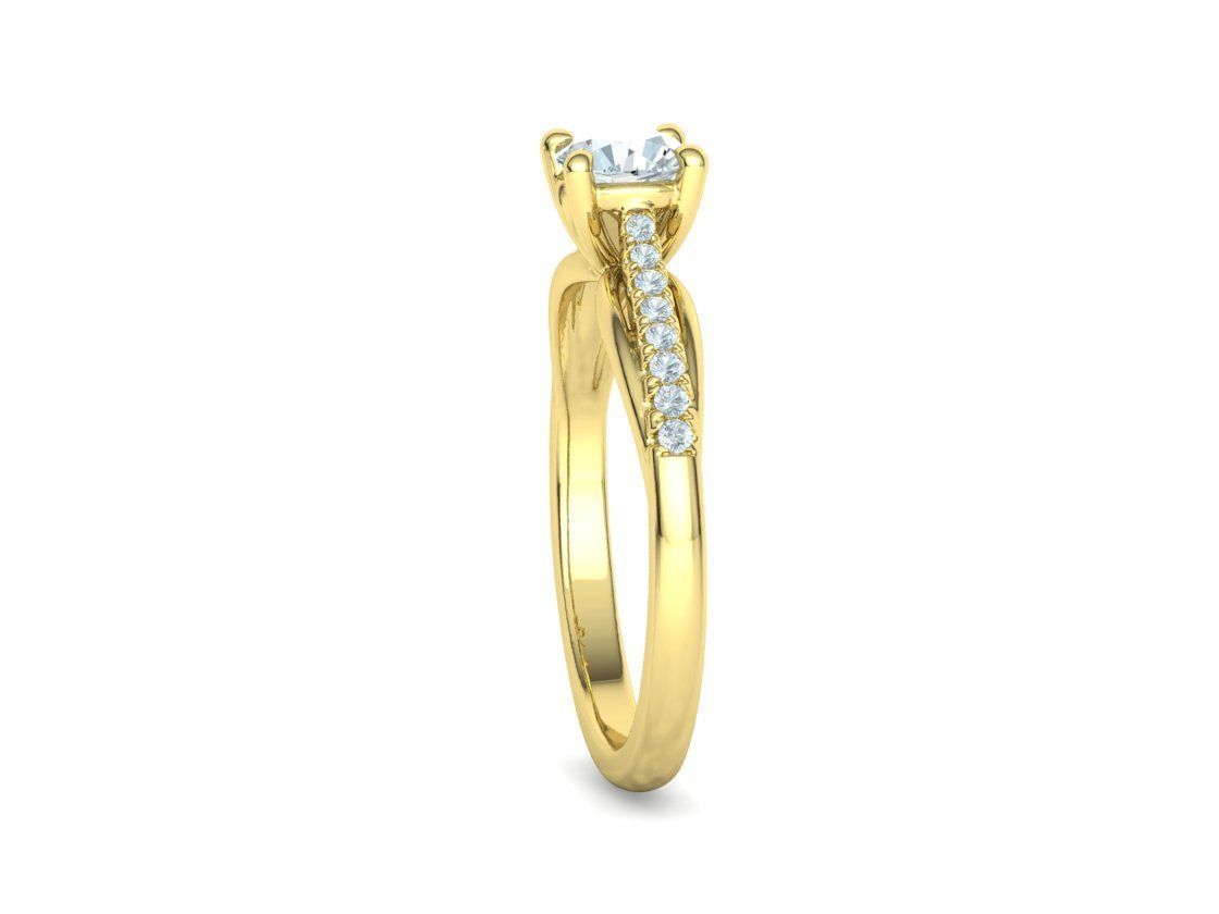 Petite Solitaire Engagement Ring 5mm stone Half Carat Gem 3D print model_30