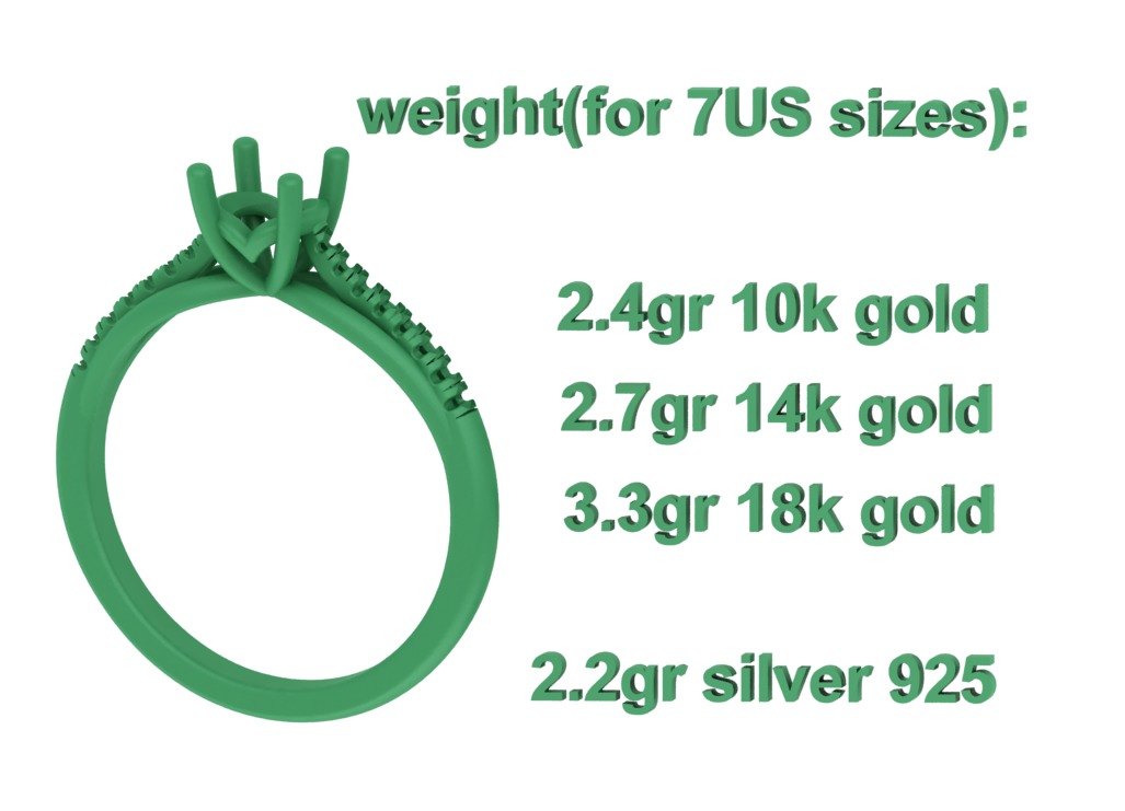 Petite Solitaire Engagement Ring 5mm stone Half Carat Gem 3D print model_9