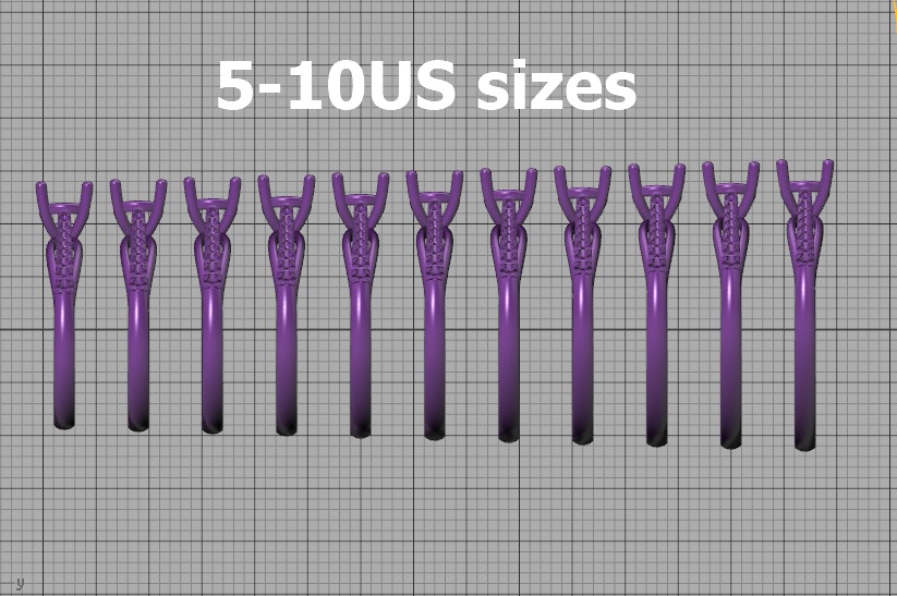 Petite Solitaire Engagement Ring 5mm stone Half Carat Gem 3D print model_7