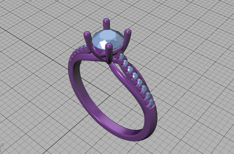 Petite Solitaire Engagement Ring 5mm stone Half Carat Gem 3D print model_45