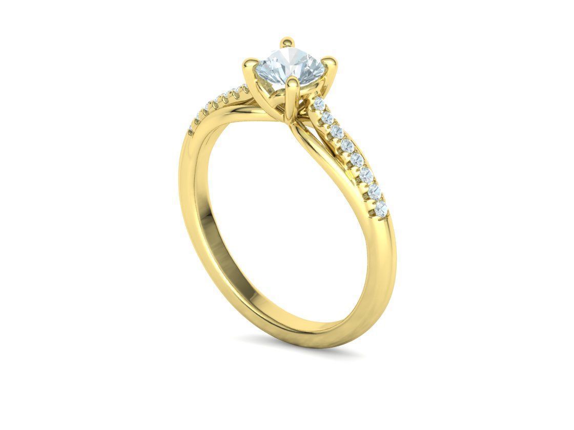 Petite Solitaire Engagement Ring 5mm stone Half Carat Gem 3D print model_21