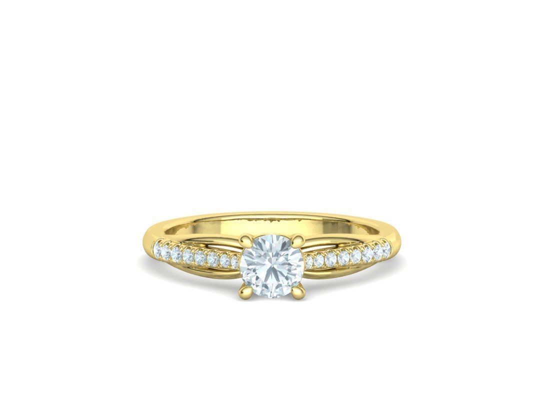 Petite Solitaire Engagement Ring 5mm stone Half Carat Gem 3D print model_39