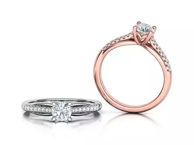 Petite Solitaire Engagement Ring 5mm stone Half Carat Gem 3D print model