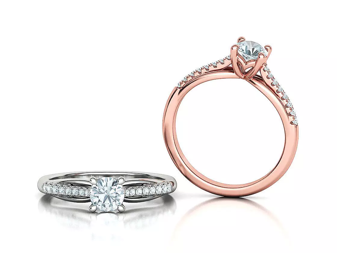 Petite Solitaire Engagement Ring 5mm stone Half Carat Gem 3D print model_0