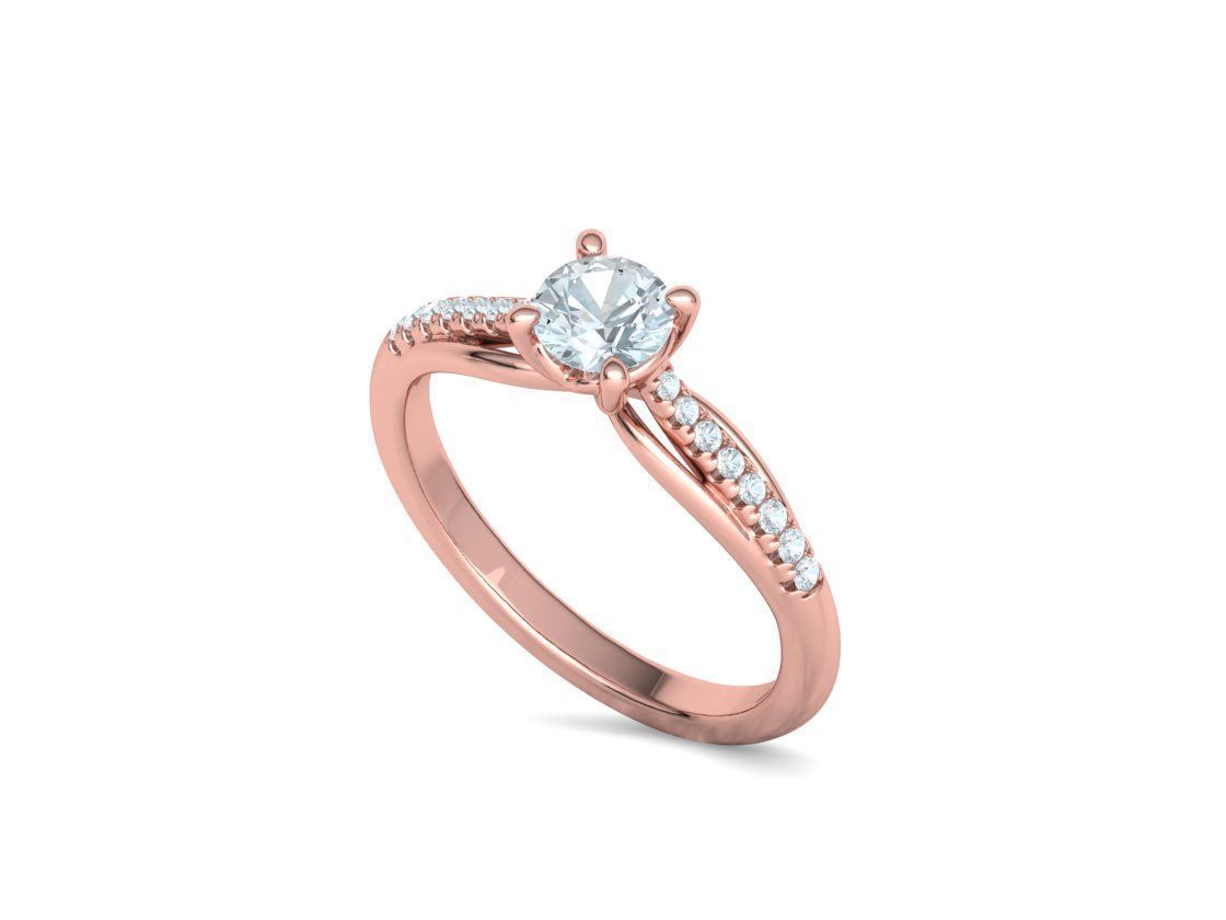 Petite Solitaire Engagement Ring 5mm stone Half Carat Gem 3D print model_32
