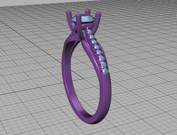 Petite Solitaire Engagement Ring 5mm stone Half Carat Gem 3D print model_44