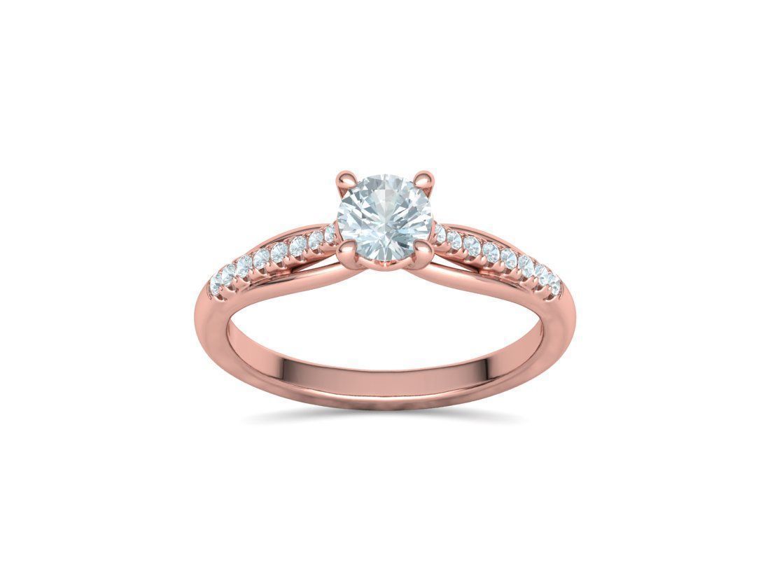Petite Solitaire Engagement Ring 5mm stone Half Carat Gem 3D print model_14