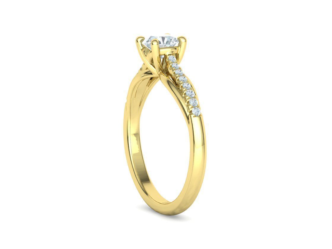 Petite Solitaire Engagement Ring 5mm stone Half Carat Gem 3D print model_27