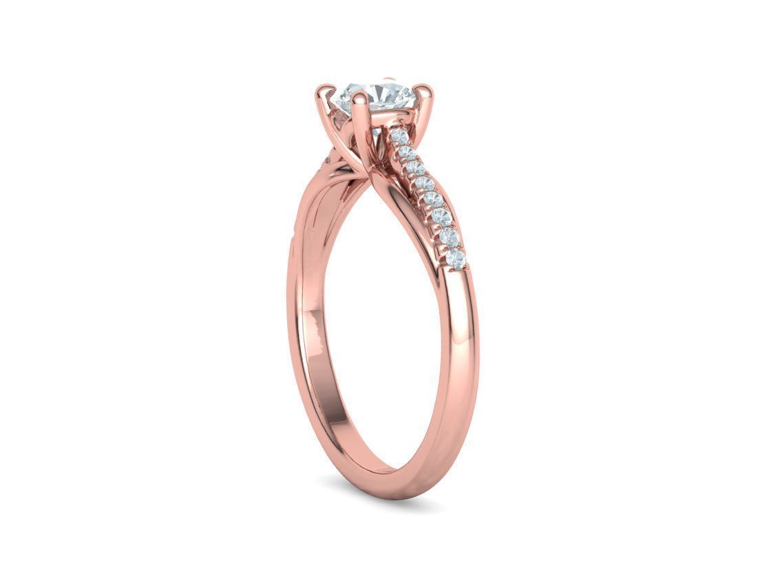 Petite Solitaire Engagement Ring 5mm stone Half Carat Gem 3D print model_26