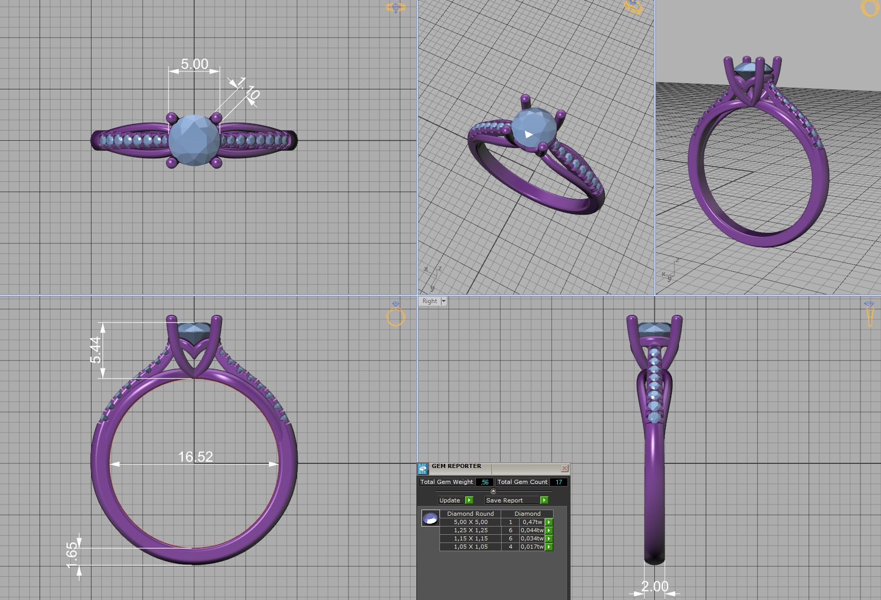 Petite Solitaire Engagement Ring 5mm stone Half Carat Gem 3D print model_4