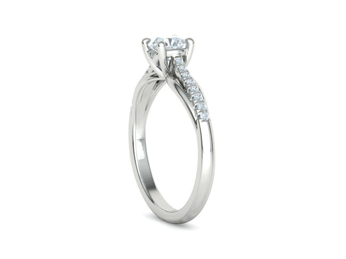 Petite Solitaire Engagement Ring 5mm stone Half Carat Gem 3D print model_28