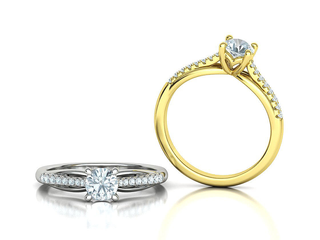 Petite Solitaire Engagement Ring 5mm stone Half Carat Gem 3D print model_2