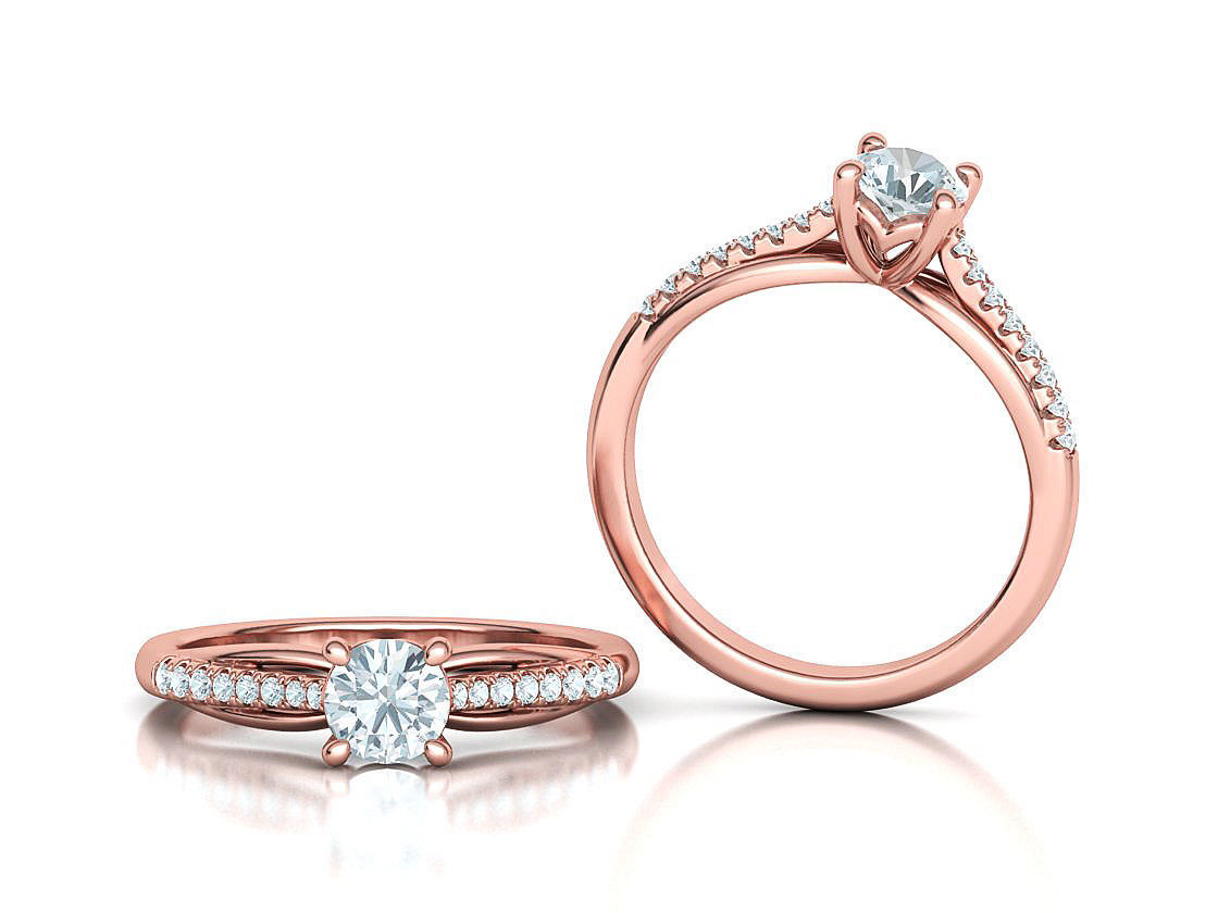 Petite Solitaire Engagement Ring 5mm stone Half Carat Gem 3D print model_3