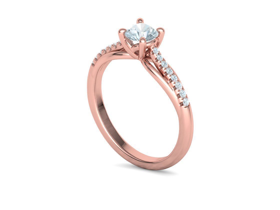 Petite Solitaire Engagement Ring 5mm stone Half Carat Gem 3D print model_20