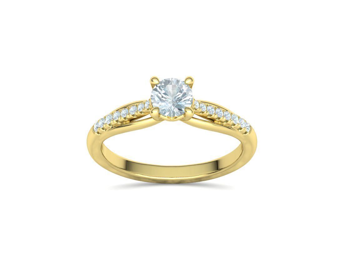 Petite Solitaire Engagement Ring 5mm stone Half Carat Gem 3D print model_15