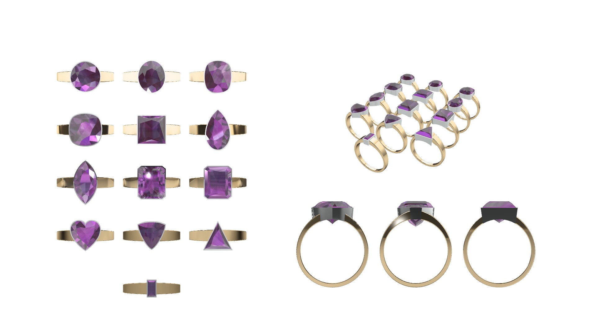 Set of 25 Bun Setting Rings 3D print model_9