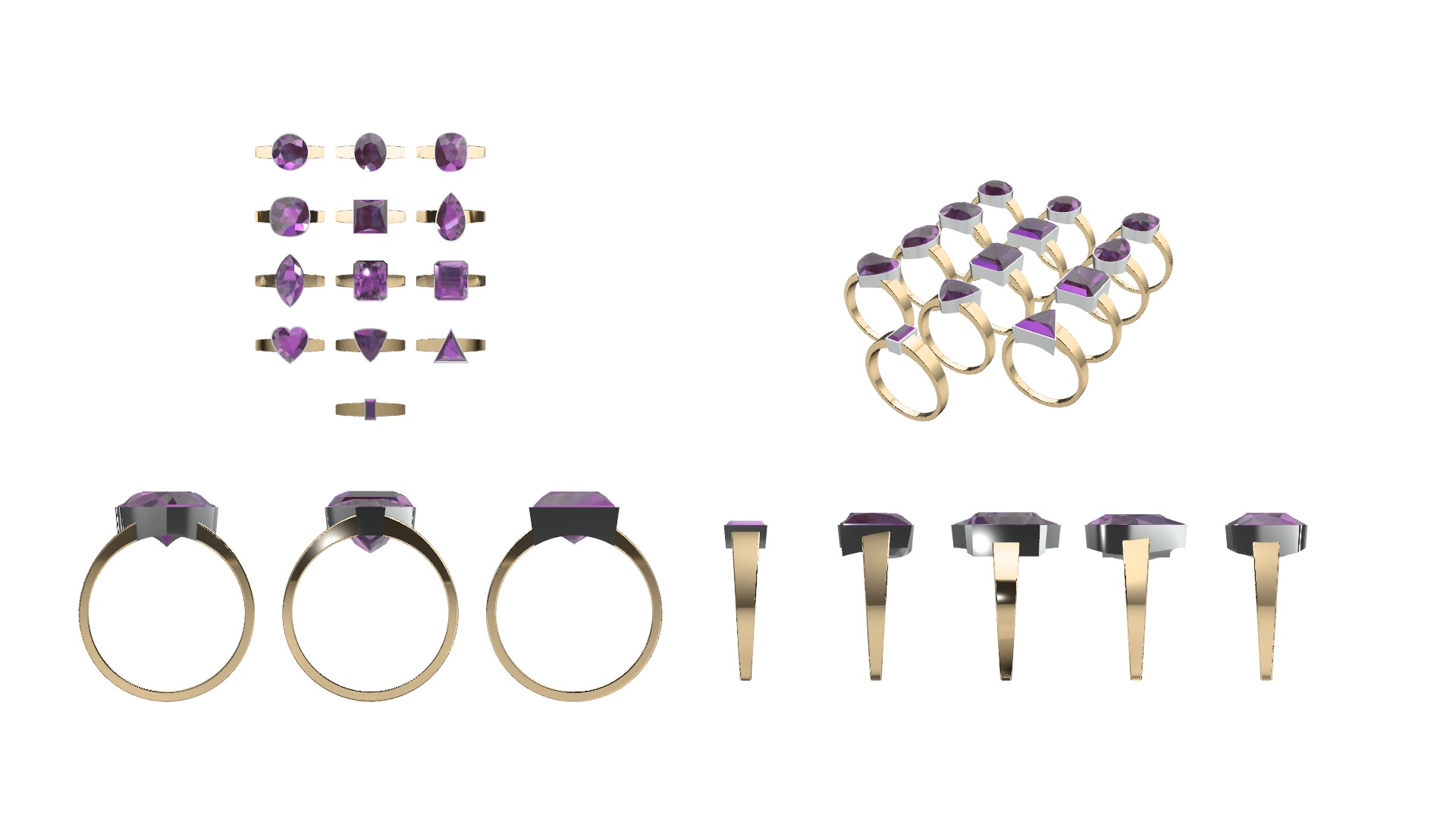 Set of 25 Bun Setting Rings 3D print model_13