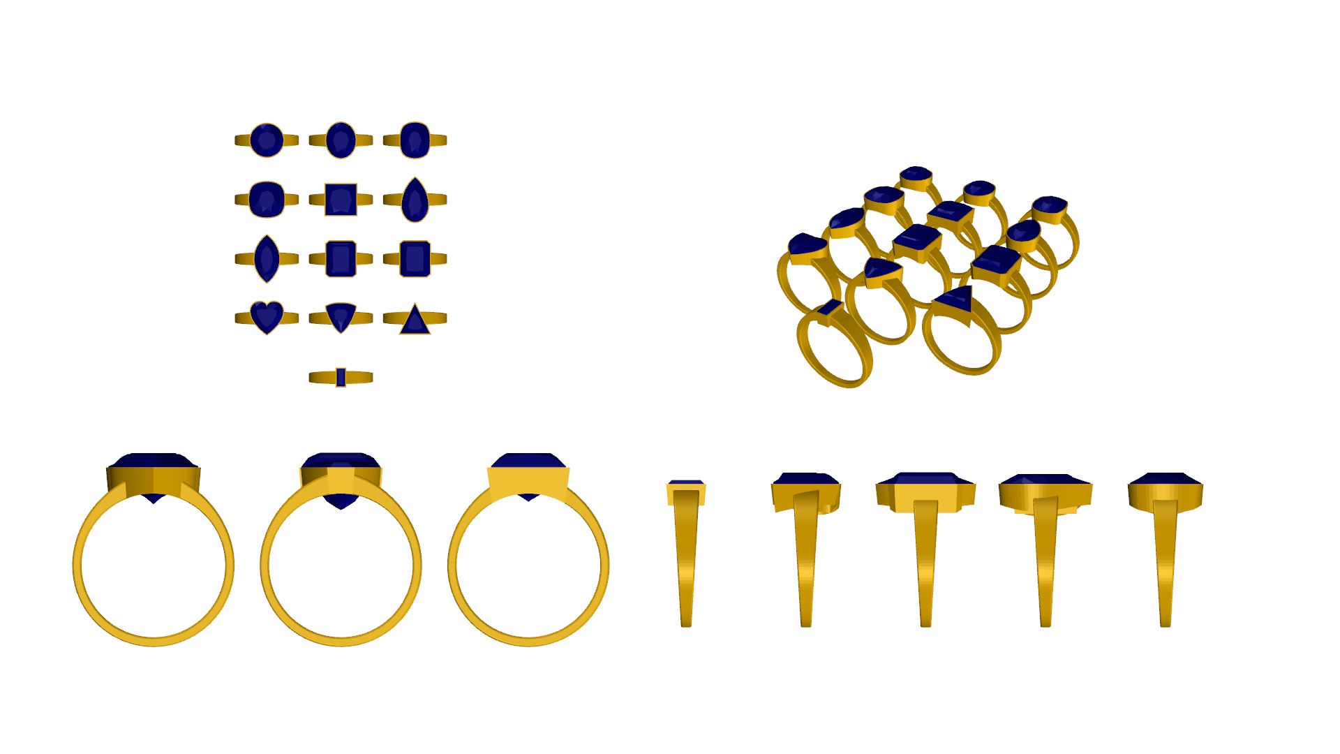 Set of 25 Bun Setting Rings 3D print model_12