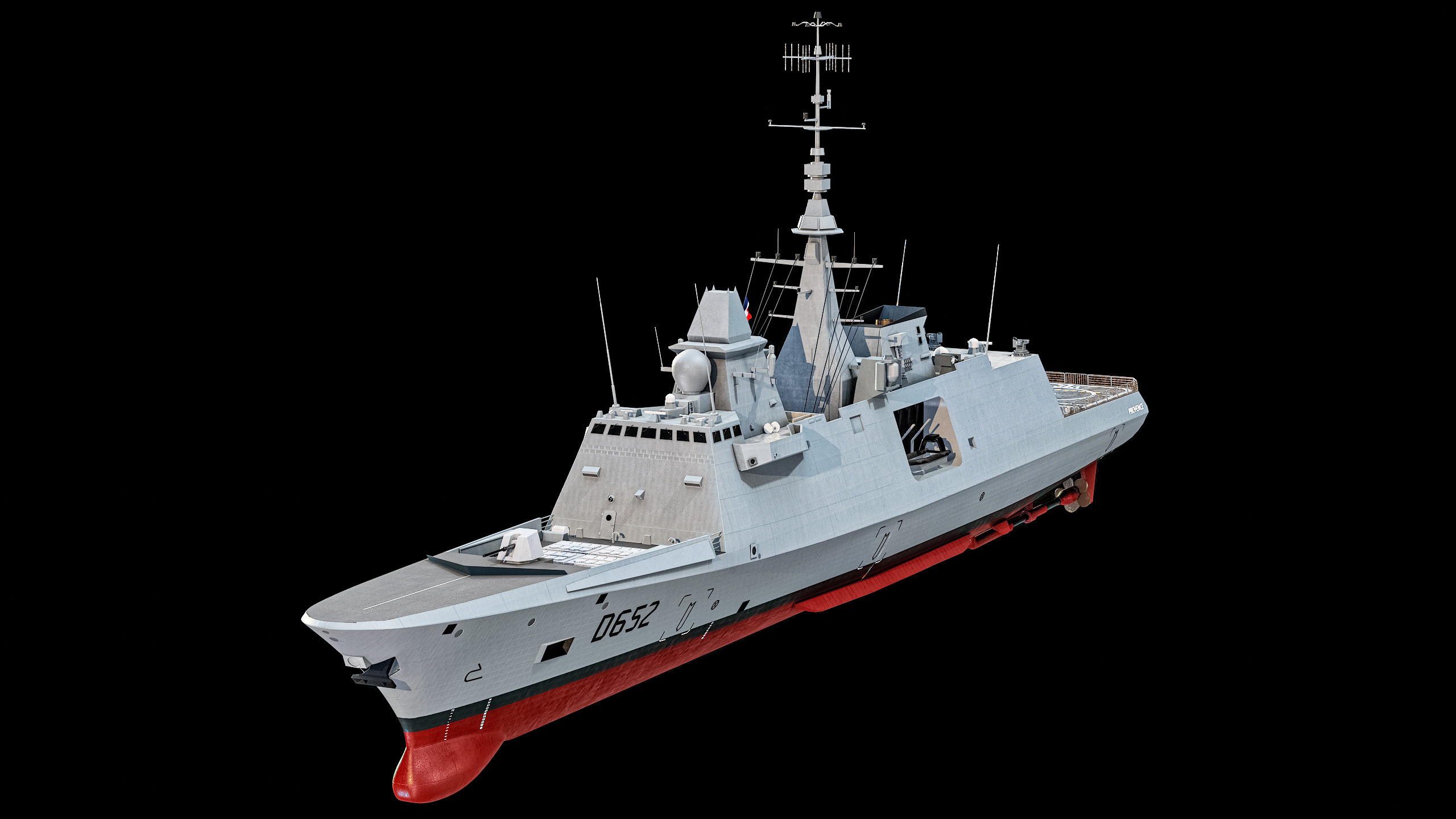FREMM Aquitaine Class Frigate PBR Low-poly 3D model_7