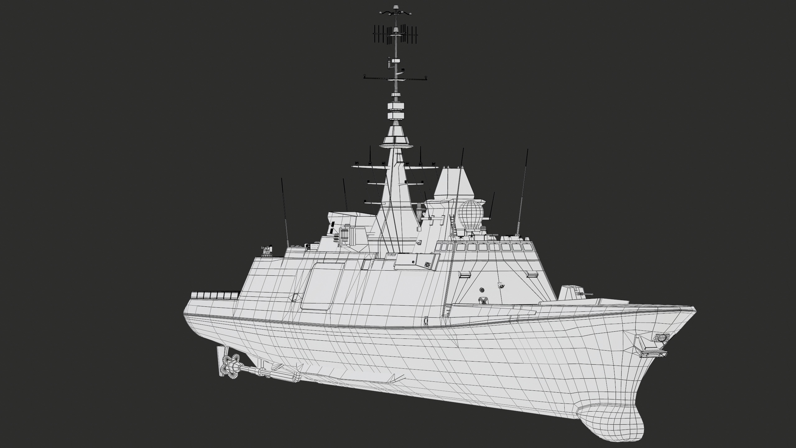 FREMM Aquitaine Class Frigate PBR Low-poly 3D model_51