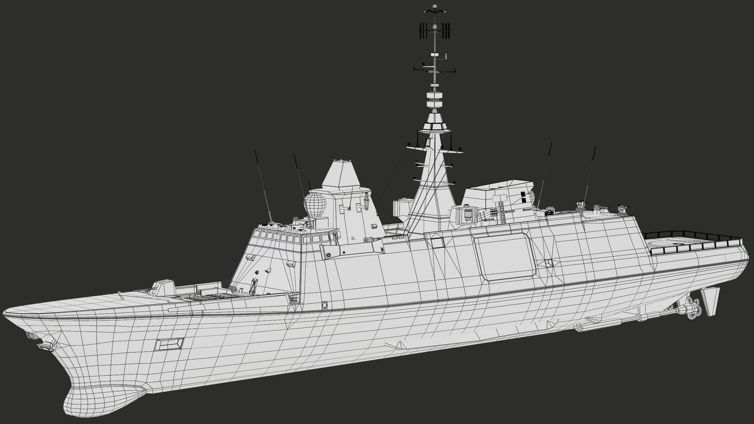 FREMM Aquitaine Class Frigate PBR Low-poly 3D model_48